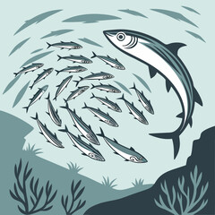 vector illustration of a fish in the water