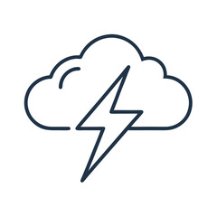 Thunderstorm with Lightning – Minimalist Line Art Vector Icon