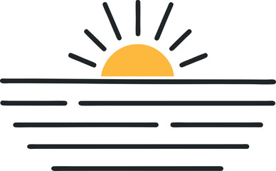 Sunrise Over Sea – Minimal Line Art Logo Vector