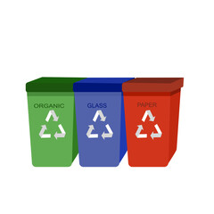Colorful recycle bin for Organic, Glass and Paper Waste. Eco friendly waste sorting illustration 