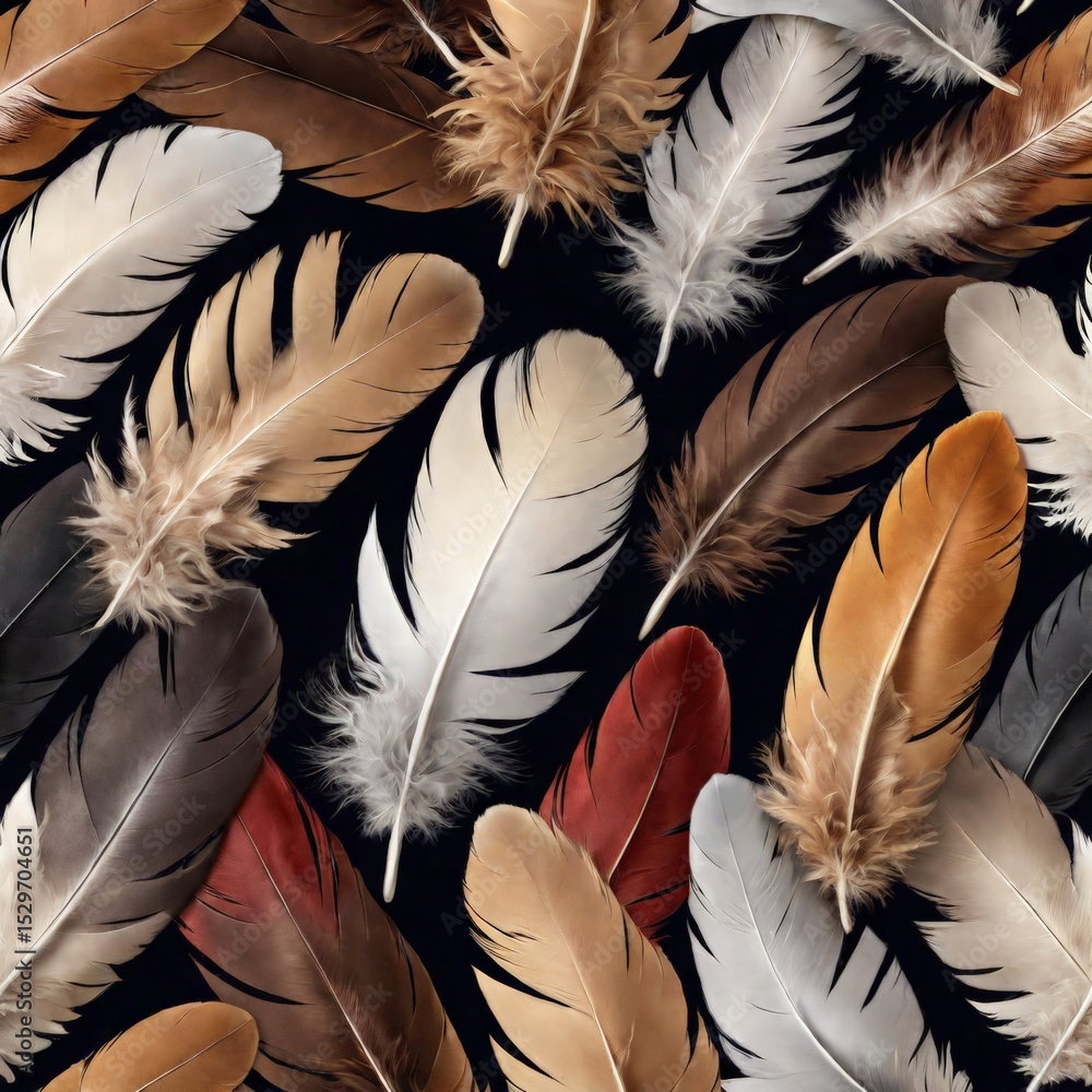 Poster seamless pattern with feathers.seamless feathers.