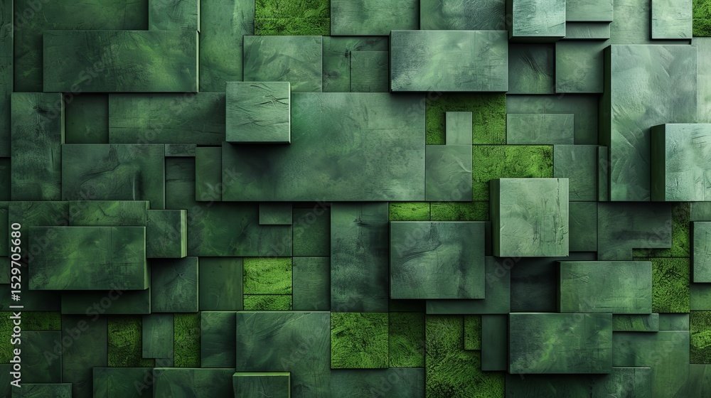 Aufkleber a captivating abstract design featuring overlapping green panels, creating a textured and visually s