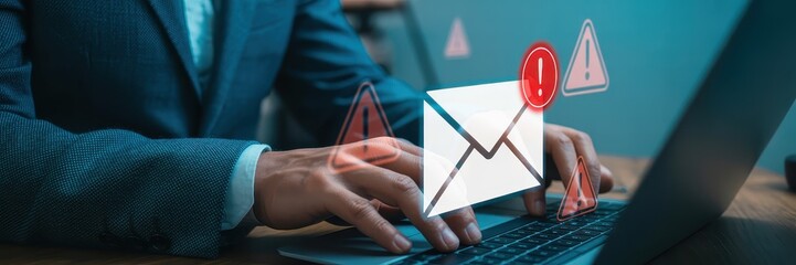 Person interacting with a digital email notification.