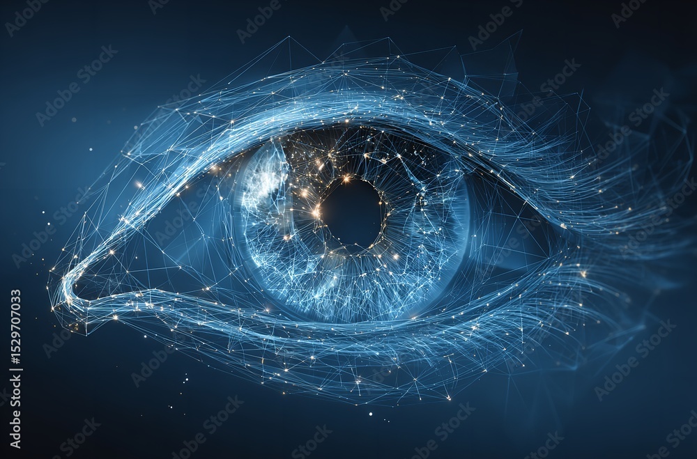 Poster digital eye technology vision artificial intelligence future tech cybersecurity concept art design a