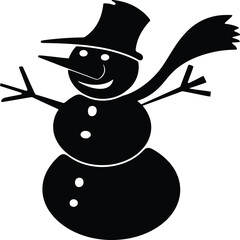 A cheerful illustration of a snowman wearing a top hat and scarf, with a friendly smile. The simple, bold design captures the essence of winter fun and holiday spirit, making it a delightful seasonal 