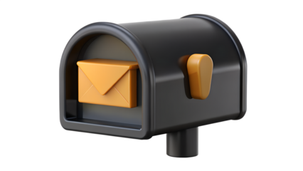 black mailbox with letter icon