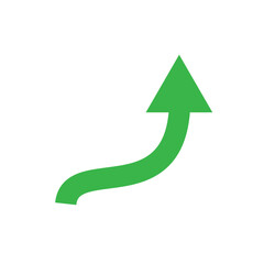 Curved arrow pointing upward icon, Green directional arrow vector symbol