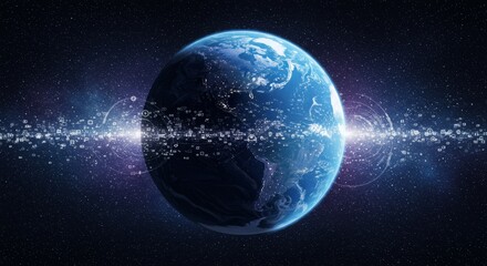 Obraz premium Abstract 3D Rendering of Blue Planet Earth Seen from Space