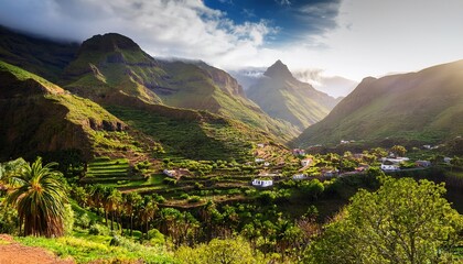 view to a mountain village praia santiago cape verde