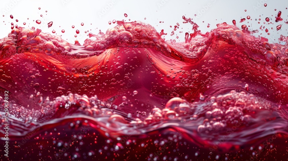Aufkleber captivating red fluid bursts with dynamic waves and bubbles, creating an energetic and lively visual