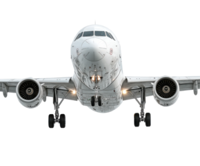 Commercial jet landing action at an airport aerial view aviation environment scene