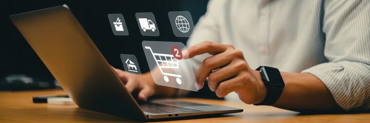 Person using a laptop to shop online.