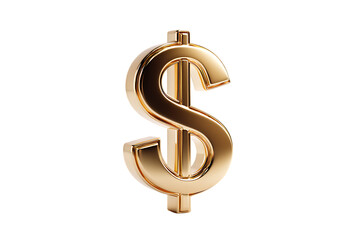 Fototapeta premium A Gleaming Three-Dimensional Gold Dollar Sign Symbol isolated on transparent background , cutout 