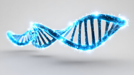 DNA strand glowing blue digital science technology isolated on white background futuristic genetic biotechnology innovation research