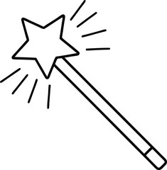 a magic wand with star outline icon