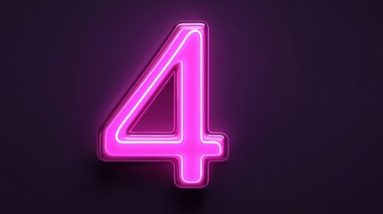 A vibrant pink neon number four against a dark background, ideal for use in designs involving events, birthdays, or promotional materials, Its striking color adds an energetic touch,