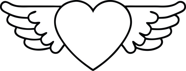 Outline illustration of a heart with wings symbol of free and eternal love vector art