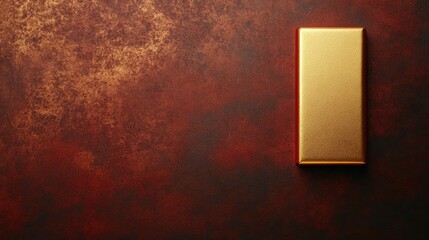 A luxurious gold bar rests elegantly on a warm, textured red background, making it ideal for concepts of wealth, investment, and success, Perfect for financial articles or marketing materials,