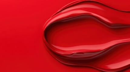 A vivid red background with flowing glossy shapes creates a striking visual effect, ideal for use in creative projects, advertisements, or as a bold backdrop for various designs,