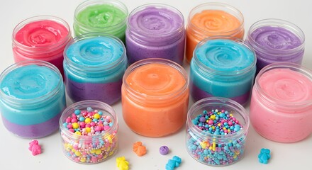 Assorted Rainbow Slime Pots for Children’s Crafts