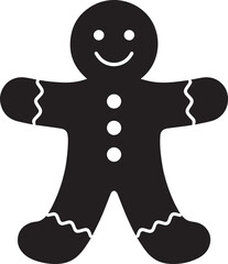 Gingerbread Man Cookie Silhouette | Black Vector for Holiday