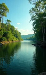 Serene Riverscape of Bishkhali River in Barguna, Bangladesh