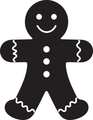 Gingerbread Man Cookie Silhouette | Black Vector for Holiday
