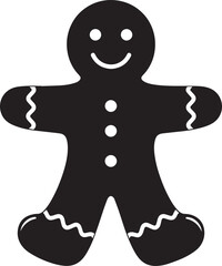 Gingerbread Man Cookie Silhouette | Black Vector for Holiday