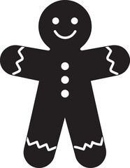 Gingerbread Man Cookie Silhouette | Black Vector for Holiday