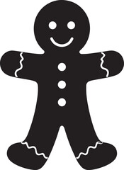 Gingerbread Man Cookie Silhouette | Black Vector for Holiday