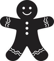 Gingerbread Man Cookie Silhouette | Black Vector for Holiday