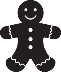 Gingerbread Man Cookie Silhouette | Black Vector for Holiday