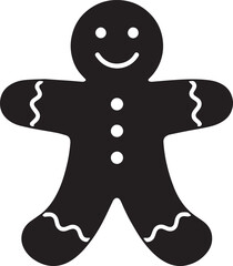 Gingerbread Man Cookie Silhouette | Black Vector for Holiday
