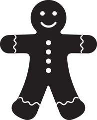 Gingerbread Man Cookie Silhouette | Black Vector for Holiday