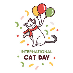 Happy Cat Illustration for World Cat Day Celebrations