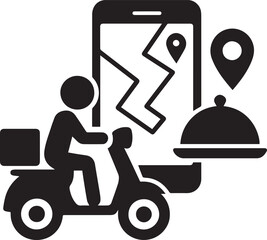 Fast Food Delivery Scooter Rider Navigating with Mobile App, Route Optimization, and Efficient Service