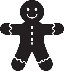 Gingerbread Man Cookie Silhouette | Black Vector for Holiday