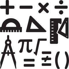 Mathematics Symbols and Geometry Tools A Comprehensive Collection of Essential Elements for Mathematical Calculations and Geometric Constructions
