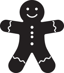 Gingerbread Man Cookie Silhouette | Black Vector for Holiday