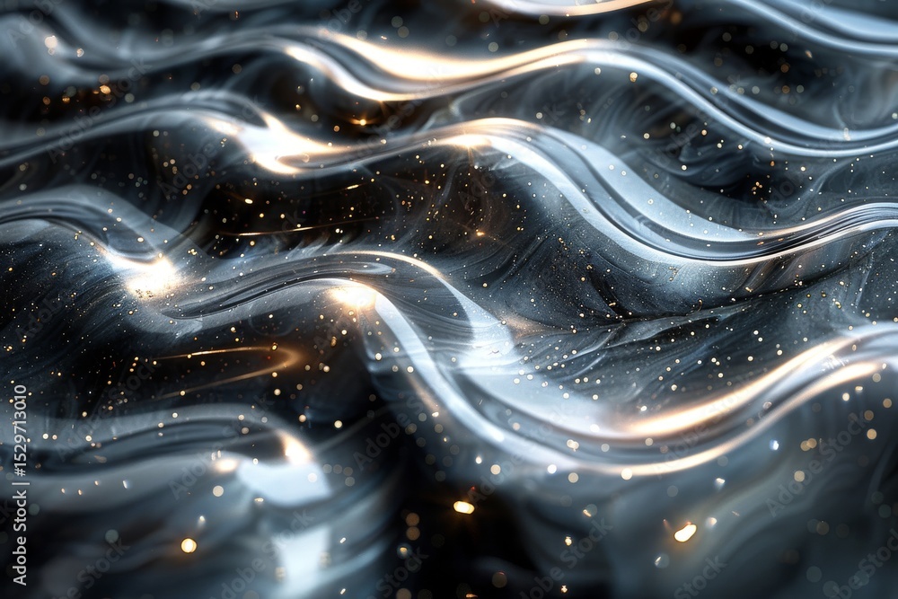 Poster an ethereal representation of flowing waves made of light and shadow, embodying the elegance of move