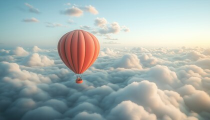 Obraz premium Incredible Views: A Hot Air Balloon Soaring Above Majestic Clouds In The Sky, Offering A Unique Perspective
