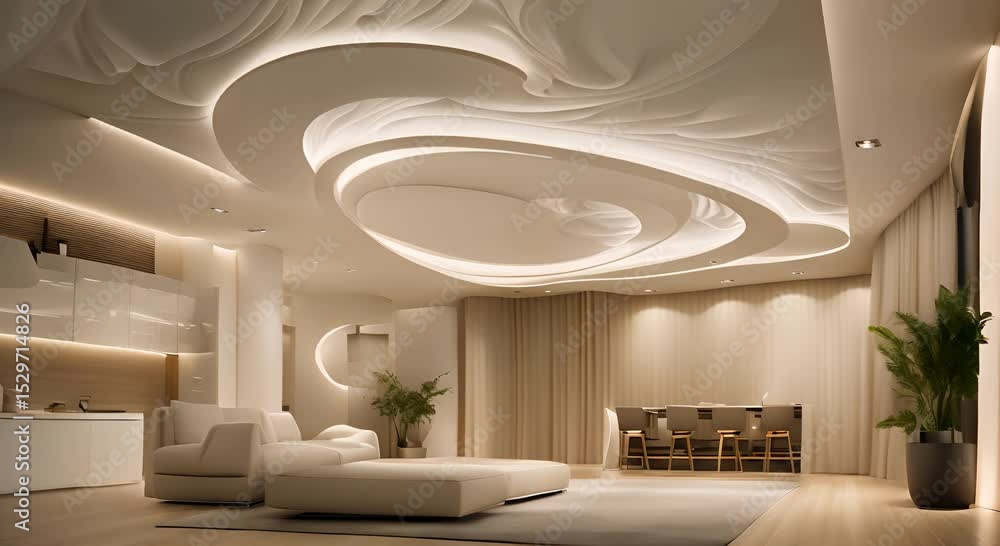 Aufkleber a ceiling design with soft curves and delicate detailing adding an organic flowing feel to the space