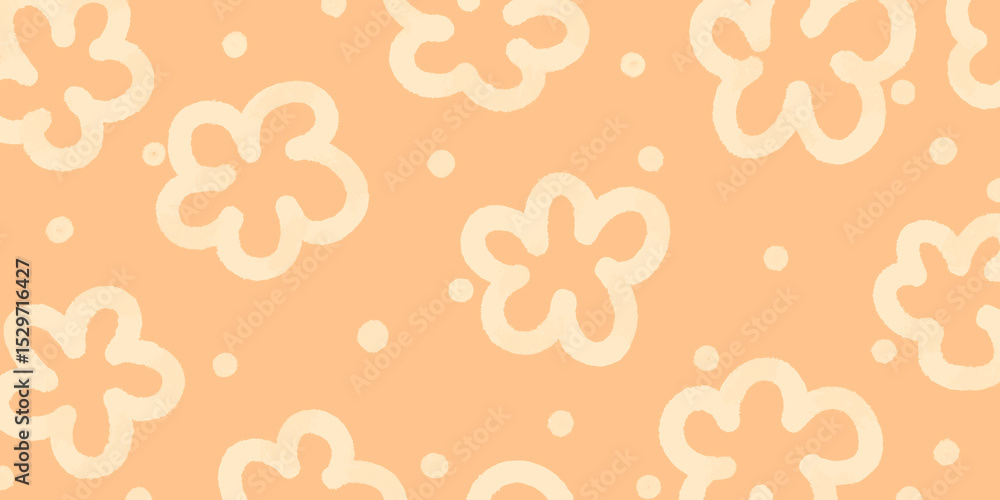 Poster charming and soft abstract pattern features playful, irregularly shaped light orange flowers with sm