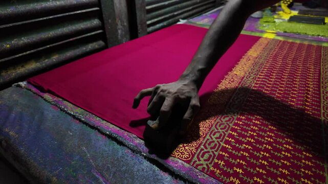 Block printing workshop in Dhaka New Market, Dhaka Division, Dhaka, Bangladesh