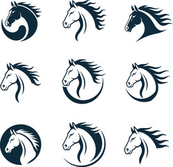 Collection of Horse Head Logos: Elegant and Stylized Designs