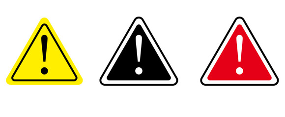 Warning signs in three colors