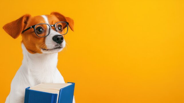 Smart Dog Reading a Book