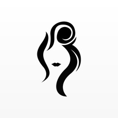 Women hair logo design concept