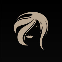 Women hair logo design concept