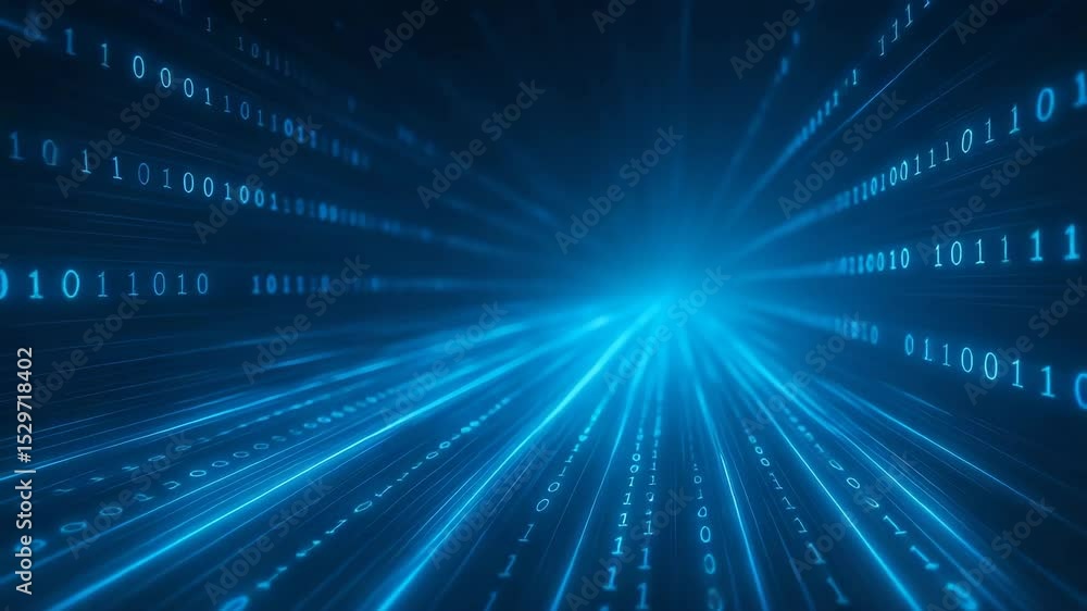 Aufkleber dynamic and mesmerizing visual of blue digital light beams, representing data flow and the essence o